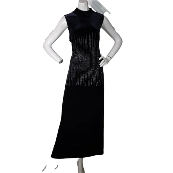 Vintage MOLLY MALLOY EVENING VELVET OPEN KEY HOLEBACK DRESS SIZE 16